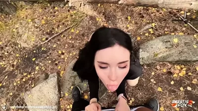 Brunette Slut's Wild Outdoor Deepthroat & Rough Fuck Session