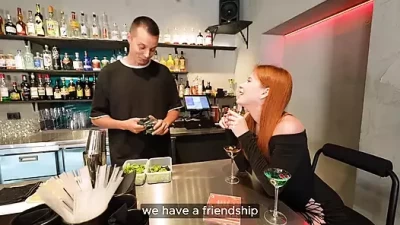 Intense Bar Bathroom Romp: Bartender & Fiery Redhead Go Wild