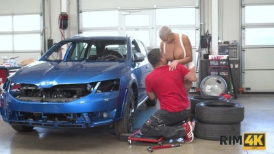Stunning Babe Worships Mechanic's Cock and Asshole