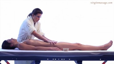 Brunette Bombshell's First Raunchy Rub-Down