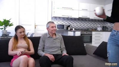 Petite Nerdy Babe Gets Drilled by Grandpa Cock