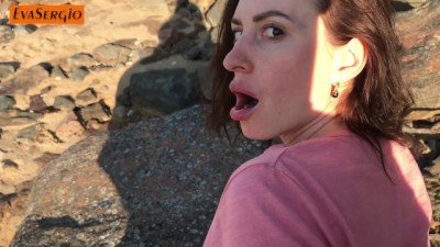 Russian Hot Teen in Leggings Fucked on the Beach and Gets Cum in Mouth (+18)
