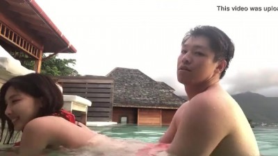 Chinese couples with high physical quality have a sex in swimming pool