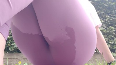 In a Park Full of People, your Friend Gets her Tight Leggings Completely Wet in Hot Pee
