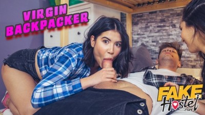 Fake Hostel Virgin backpacker takes a huge cock in happy threesome