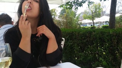 First Date with Horny College Girl Shows me her Tits with Lots of People around