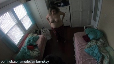 Two Hidden Cameras Catch me Undressing and Masturbating Voyeur 4K