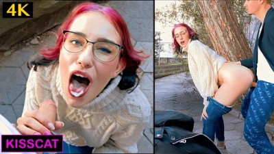 KISSCAT love Breakfast with Sausage - Public Agent Pickup Russian Student for Outdoor Sex 4k