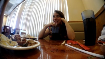 Sexy Redhead MILF Plays in Public Restaurant & Car Ride