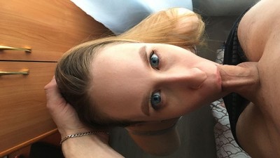 stepmom sucks stepson's cock in the morning and swallows cum