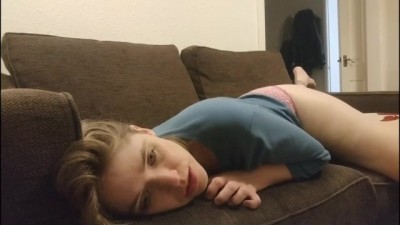Button Humps and Fingers herself to THREE Orgasms!
