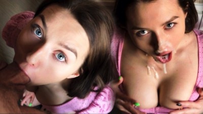 BIG CUMSHOT and cute girl with BIG NATURAL TITS.