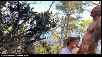 beautiful brunette fucks outside