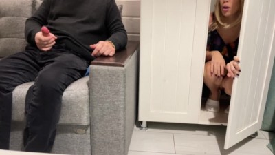 Jerking off and help him to Cum Quick Creampie
