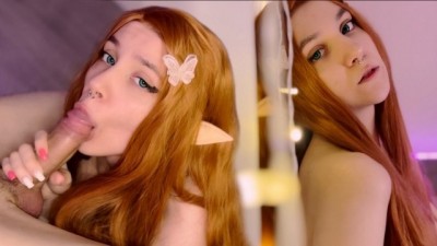 Red hair sexy elf girl sucked my dick
