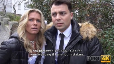 Debt Collector Bangs Blonde in Front of Fiancé